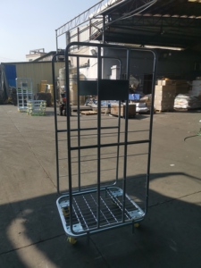 Chariot de manutention en acier bleu à face ouverte, chariot à cage roulante en treillis métallique pour la manutention des matériaux - Product Image 2