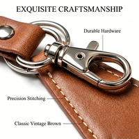 Porte-clés en cuir gaufré marron vintage – Accessoires personnalisés durables avec impression à chaud pour usage professionnel
