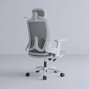 Kafalık ile yüksek file sırtlı döner ofis koltuğu ergonomik tasarım kol dayama ofis koltuğu ayarlanabilir ofis koltuğu