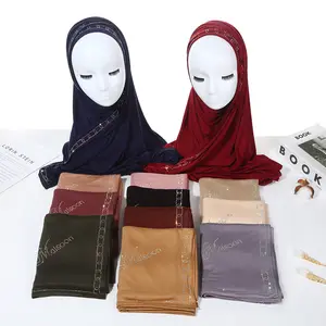Заводская поставка, арабский высококачественный мусульманский хлопковый свитер, элегантный хиджаб из индейки со стразами, шаль