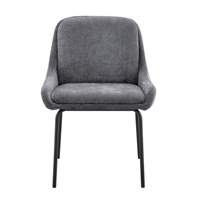 Chaise de salle à manger moderne rembourrée en tissu, chaise d'appoint rembourrée avec pieds en métal noir courbé, vente en gros pour hôtels et restaurants