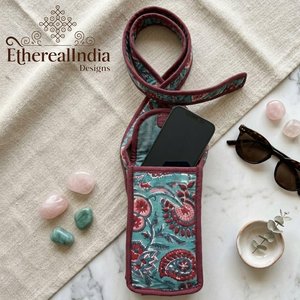 Bolso Bandolera Acolchado de Algodón con Estampado Floral, Mini Bolso de Viaje para Teléfono - Product Image 4