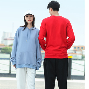 Sweat-shirt unisexe à manches longues et col rond en coton peigné, coupe ample, couleur unie, confortable pour le travail et les loisirs - Product Image 1