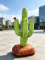 Modèle de cactus gonflable géant réaliste vert résistant aux intempéries durable imperméable pour publicité extérieure en centre commercial