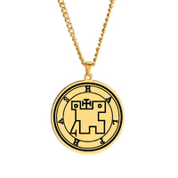 Les sceaux d'or des 72 esprits, la moindre clé du roi salomon Asmoday, origine du démon goetia-37-48, collier pendentif en acier inoxydable