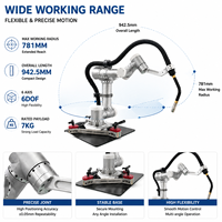 Robot Arm Palletizer Cobot 6 Axis dengan Beban Angkut 7kg, Perakitan Lengan Robot dengan Motor, Paduan Aluminium, IP54, Jangkauan Kerja 781mm