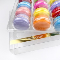 Boîte d'emballage en plastique pliable pour macarons, 12 pièces, boîte à biscuits transparente en PET, boîte cadeau avec insert
