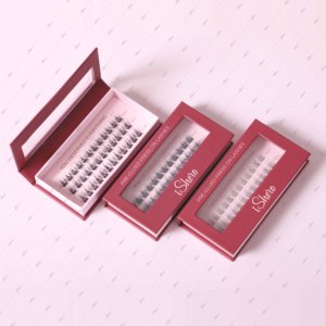 Cils naturels longue durée faits à la main, 4 rangées, style anime/<span class=keywords><strong>manga</strong></span>, vente en gros, pré-collés, à presser, boîte beige crème - Product Image 4