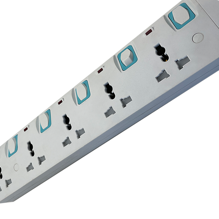 New Design Multi-switch 5-Pin Universal Socket Travel 15A/16A Power Strip Surge Protector Extension Socket