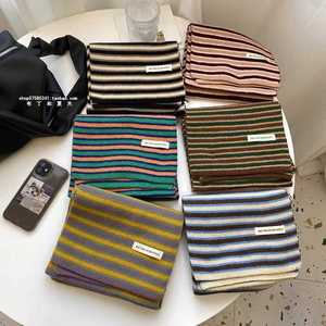 Bufanda de punto a rayas con tacto de cachemira al por mayor – Calentador de cuello cálido para invierno, bufanda unisex estilo coreano vintage para parejas - Product Image 4