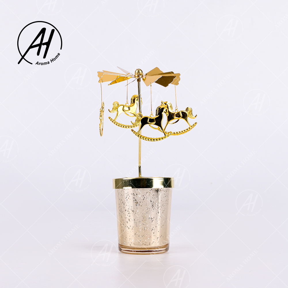 Bulk Glass Jar Scent Candle Rotating Trotting Horse Lamp Aroma Home Candle 0