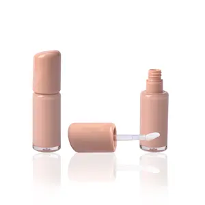 Lucu unik bulat 4.5ml plastik pelembap bibir tabung kustom warna telanjang lipstik cair kemasan minyak bibir