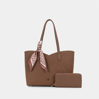 Tas Tote Wanita Besar Chrisbella Wholesale Fashion dengan Resleting, Set Lengkap Termasuk Dompet dan Syal