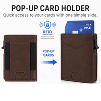 Portefeuille en PU avec protection RFID, porte-cartes de crédit, boîte à cartes pop-up simple ultra-fine avec logo personnalisé OEM