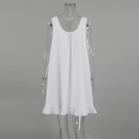 QINSI Ärmellose Summer Nighty White Pj Rüschen Nachthemd Baumwoll kleid Slip Night Frauen Pyjamas Sexy Bademantel Nachtwäsche