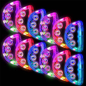 Pandereta Luminosa, Pandereta Musical Intermitente, Instrumento de Percusión de Mano, Pandereta Brillante para Conciertos, Campana LED de Mano - Product Image 1