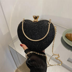 Fashion Women Clutch Bag Shiny <b>Handbag</b> <b>Heart</b> <b>Shape</b> Metal Clutches Bag Fashion Chain Shoulder Crossbody Bag Luxury Lady Purse - Product Image 3