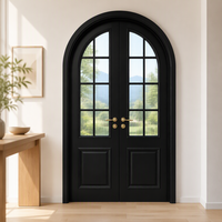 DEMEA Portes intérieures en bois massif de style français à double vitrage arqué de haute qualité, insonorisées, pour les halls, les salons, les appartements