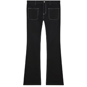 Design all'ingrosso da <span class=keywords><strong>uomo</strong></span> con cuciture Top a <span class=keywords><strong>vita</strong></span> <span class=keywords><strong>bassa</strong></span> <span class=keywords><strong>pantaloni</strong></span> in Denim lavati neri eleganti Jeans Bootcut - Product Image 1