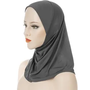Custom Logo Cotton Women Full Cover Hijab Turban Cap Wrap Scarf Islamic Underscarf Neck Head Bonnet Hat