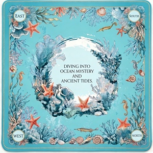 Tappetino Premium per Mahjong a Tema Oceanico, Antiriflesso, Resistente all'Acqua, Base Antiscivolo Rinforzata per Mahjong/Poker/Giochi da Tavolo - Product Image 1