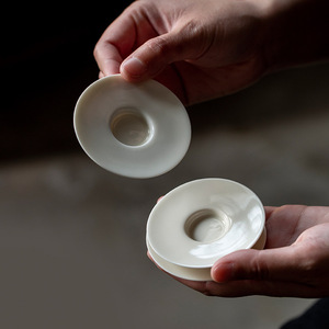 Apricot White Glaze <b>Ceramic</b> Coaster Porcelain Round Heat Insulating For Kung Fu Tea Set Tea Ceremony Accessories - Product Image 1