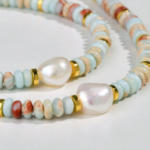 Wholesale Elegant Women Jewelry Set Simple Agalmatolite Beads Freshwater Pearl Clavicle Necklace And <b>Bracelet</b> <b>Matching</b> Set - Product Image 6