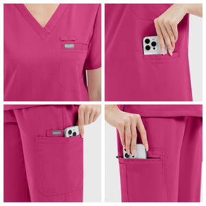 Conjuntos de Uniformes Médicos Unisex de Alta Calidad, Cuello <span class=keywords><strong>en</strong></span> V, Pantalones Rectos, Poliéster Multicolor, Ropa de Trabajo para Hospital - Product Image 2