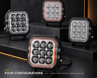 Projecteur de travail LED 45W, carré 3,78 pouces, 10-30V DC 12V 24V IP67, rétroéclairage ambre, pour camion, SUV, tout-terrain, 4x4, blanc