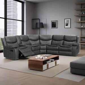 Sofá Modular Moderno Reclinable en Forma de L, Tapizado en Tela, con Consola, Venta al Por Mayor - Product Image 4