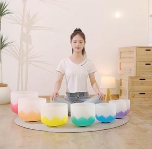 Ensemble de bols chantants en cristal de quartz givré à motif de lotus chakra, 7 couleurs, bol sonore de guérison, méditation, yoga, thérapie sonore, cristal - Product Image 4
