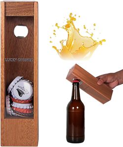 Abridor de Botellas Cuadrado de Madera Moderno Personalizado, Abridor de Cerveza Grabado con Láser, Caja Transparente para Decoración de Hogar, Bar, Cueva del Hombre, Cocina - Product Image 1