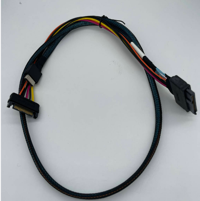 Original for Amphenol OCuLink Cable, OCuLink 4X Straight to PCIe 68Pin + 15Pin SATA Power Cable, Custom Length up to 80M