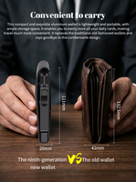 Portefeuille vertical fin en cuir PU anti-RFID avec pince à billets et fenêtre transparente pour carte d'identité