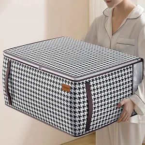 Nuevo precio competitivo, armario plegable de tela personalizado, caja de almacenamiento organizadora de ropa con asas, tapa con cremallera, ventana visible