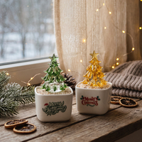 Arbre de Noël en verre coloré de Murano, plante en pot, figurine d'arbre de Noël en cristal faite à la main, décoration artistique de Noël, centre de table