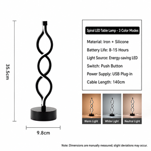 Lampe de table décorative spirale flexible YONGZE, moderne, LED, pour restaurant, bar, chevet, veilleuse, cadeau - Product Image 6