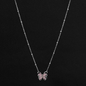 Temperamental Simple Pink Butterfly Pendant Necklace Niche Design <b>Titanium</b> Steel Women's Necklaces Fashion Jewelry Wholesale - Product Image 4