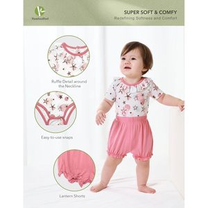 Conjunto de Ropa para Bebé Niña BambooBud, Body con Pantalones Cortos, Estampado con Volantes, Tejido de Fibra de Bambú 100%, Ligero y Transpirable - Product Image 2