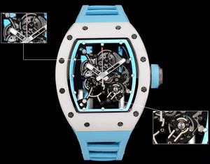 Nuevo Reloj Deportivo Mecánico de Alta Calidad con Esfera de Cristal de Zafiro, Resistente al Agua, Caja de Cerámica Blanca y Correa de Goma - Product Image 1