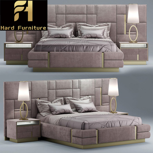 <span class=keywords><strong>Letto</strong></span> King Size Moderno di Lusso con <span class=keywords><strong>Testiera</strong></span> Grande Design Modulare Rivestito in <span class=keywords><strong>Tessuto</strong></span> Garanzia 10 Anni per Casa Hotel e Villa - Product Image 3