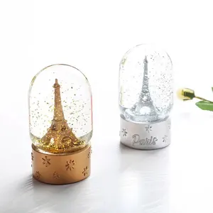 Custom Tourist Souvenir Gift World Scenic Spot Building France Paris Eiffel Tower 65mm Resin Snow Globe