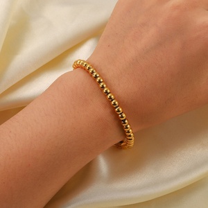 High Quality Stainless Steel Jewelry Waterproof Gold Plated Women <b>Beaded</b> <b>Bracelet</b> - Product Image 3