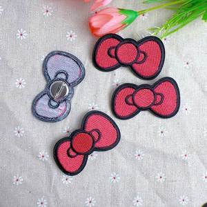 New Hot Iron on Embroidered <b>Red</b> Bowknot Patch for Hat Hoodies Decoration - Product Image 4