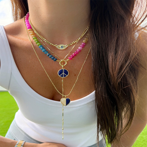 Vendita calda arcobaleno gemma collana di perline 4mm 8mm caramella pietra naturale con ciondoli oro collana di stratificazione in acciaio inox - Product Image 3