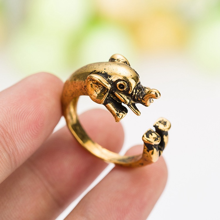 HH-08 Mode Réglable Anneaux Bijoux Éléphant Anneau Ouvert