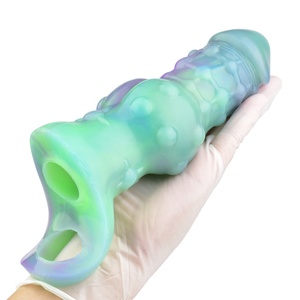 Dispositivo Masculino para Alargamiento de Pene con Anillo de Bloqueo de Semen, Dildo Hueco, Condón, para Coqueteo y Orgasmo, Diseño Lobo - Product Image 4