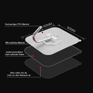 Hot Selling Traditional Plastic Transparent Strong Self-Adhesive Eco-Friendly Wall <b>Hooks</b> for Coat Kitchen Bathroom Door Use - Product Image 1