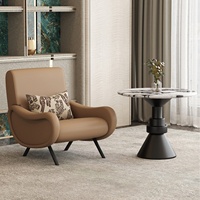 Ensemble moderne de fauteuil lounge commercial et table basse ronde, fauteuil simple rembourré pour hall d'hôtel, café, bureau, vente en gros