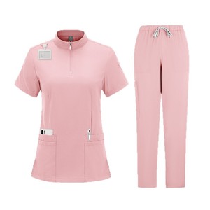 Unisex Scrub Set Short Sleeve Stand Collar Zipper Moisture Wicking Hospital Uniforms For Nurses And Medical Staff - Product Image 5
